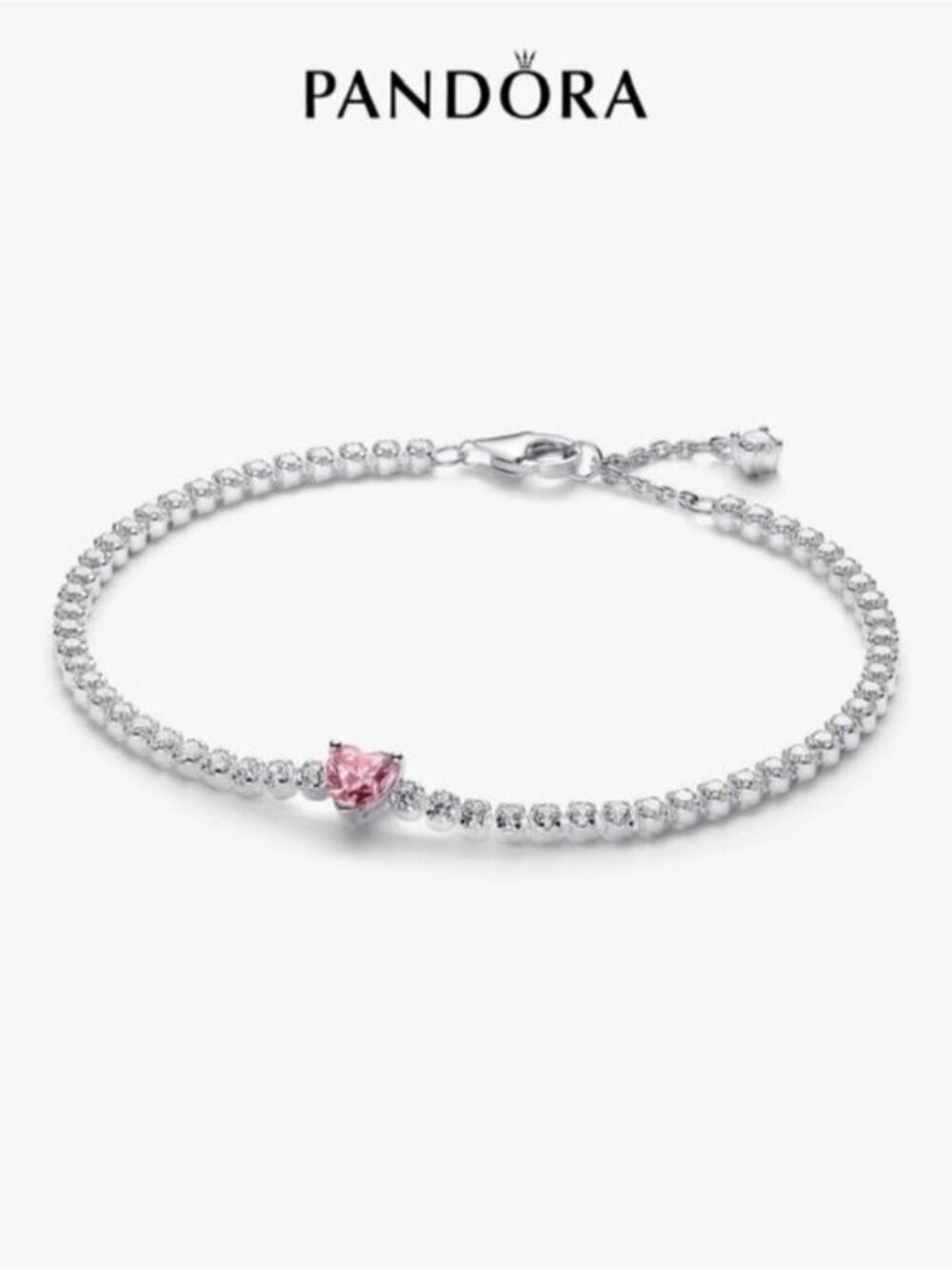 Pandora Pink Sparkling Heart Tennis Bracelet